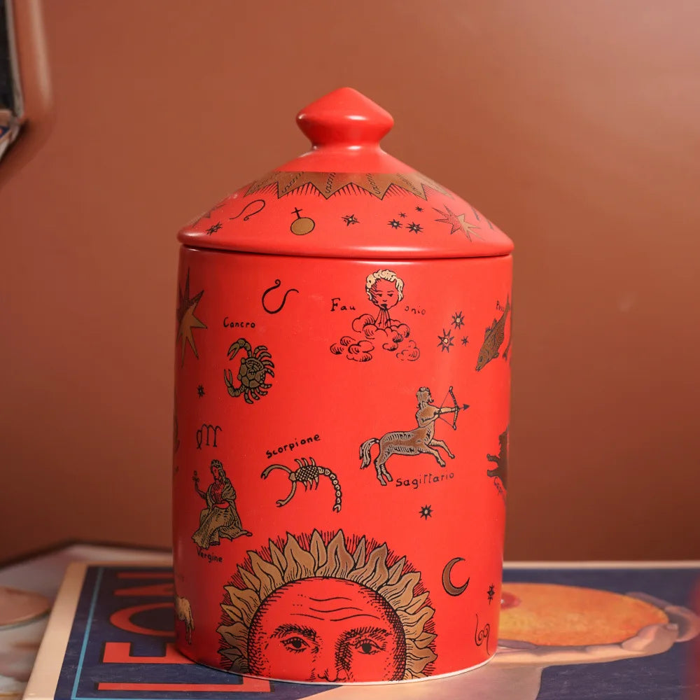 Ceramic Scented Candle Jar with Lid Exquisite Red Lip Ornament Jewelry Box