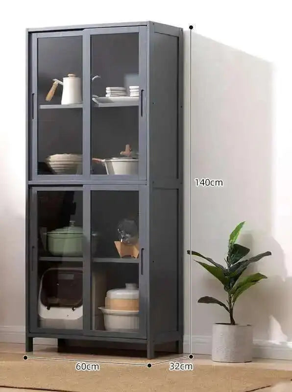 Modern Minimalist Kitchen Cabinet for Home Dust-proof Two-way Sliding Door