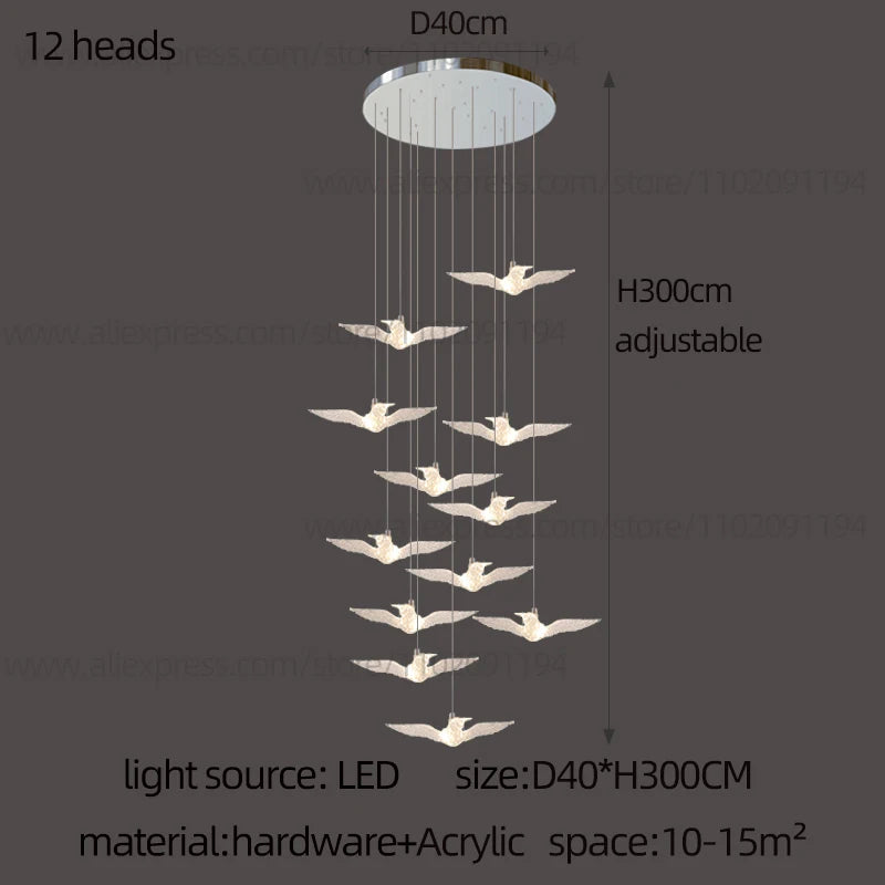 Led Bird Pendant Lamp Home Decoration Lighting Hanging Lamp Design Chandelier