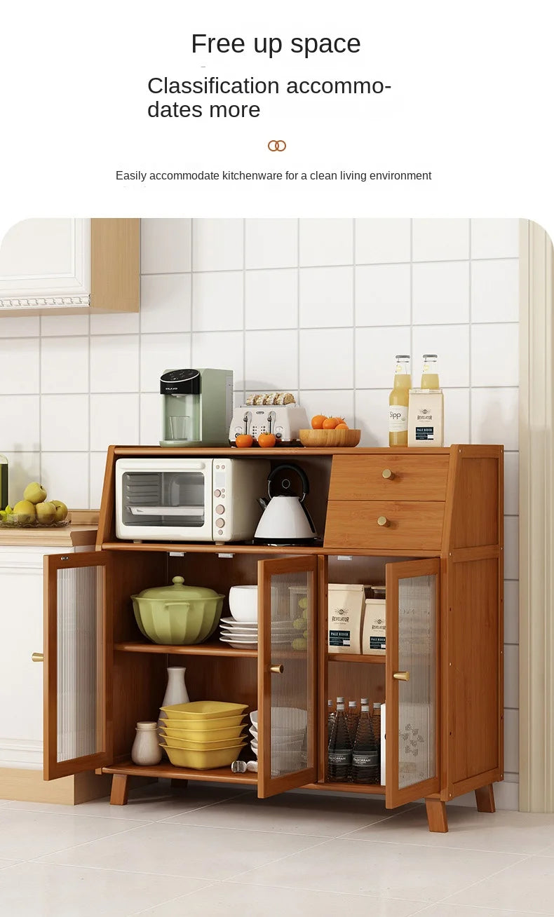 Bamboo solid wood kitchen cabinets furniture sideboard side table furniture