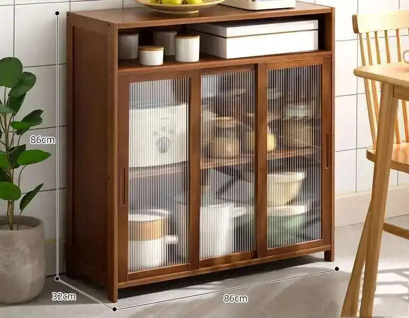 Modern Minimalist Kitchen Cabinet for Home Dust-proof Two-way Sliding Door