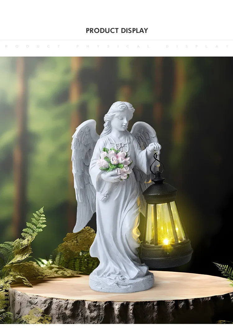 Angel Lantern Garden Statue Angel Girl Outdoor Solar Ornament Night Light