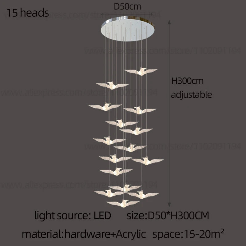 Led Bird Pendant Lamp Home Decoration Lighting Hanging Lamp Design Chandelier