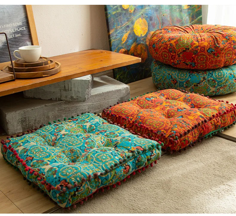Bohemian Style Thickened Cotton Linen Cushion for Ground Lazy People Pillow