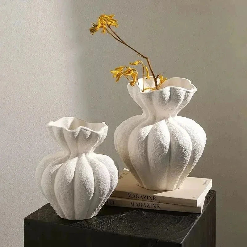 French Ceramic Vase Minimalist Floral Vessel Table Centerpiece Home Decor