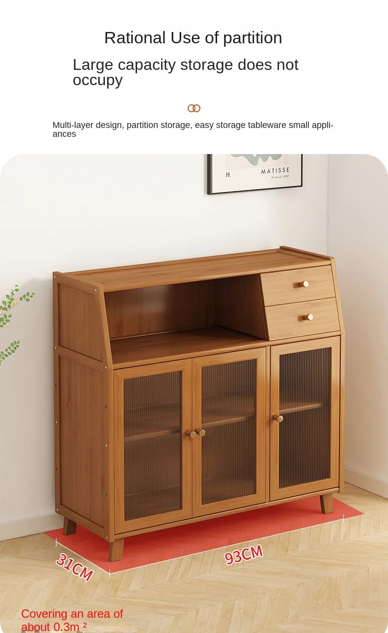 Bamboo solid wood kitchen cabinets furniture sideboard side table furniture