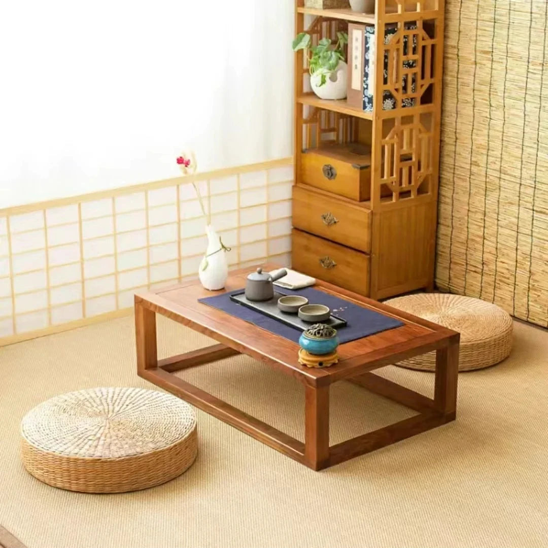 Handmade Woven Natural Straw Round Pouf Tatami Cushion Floor Cushion Home