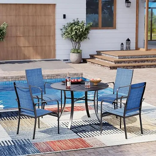 All-Weather Rattan Patio Dining Set with 60