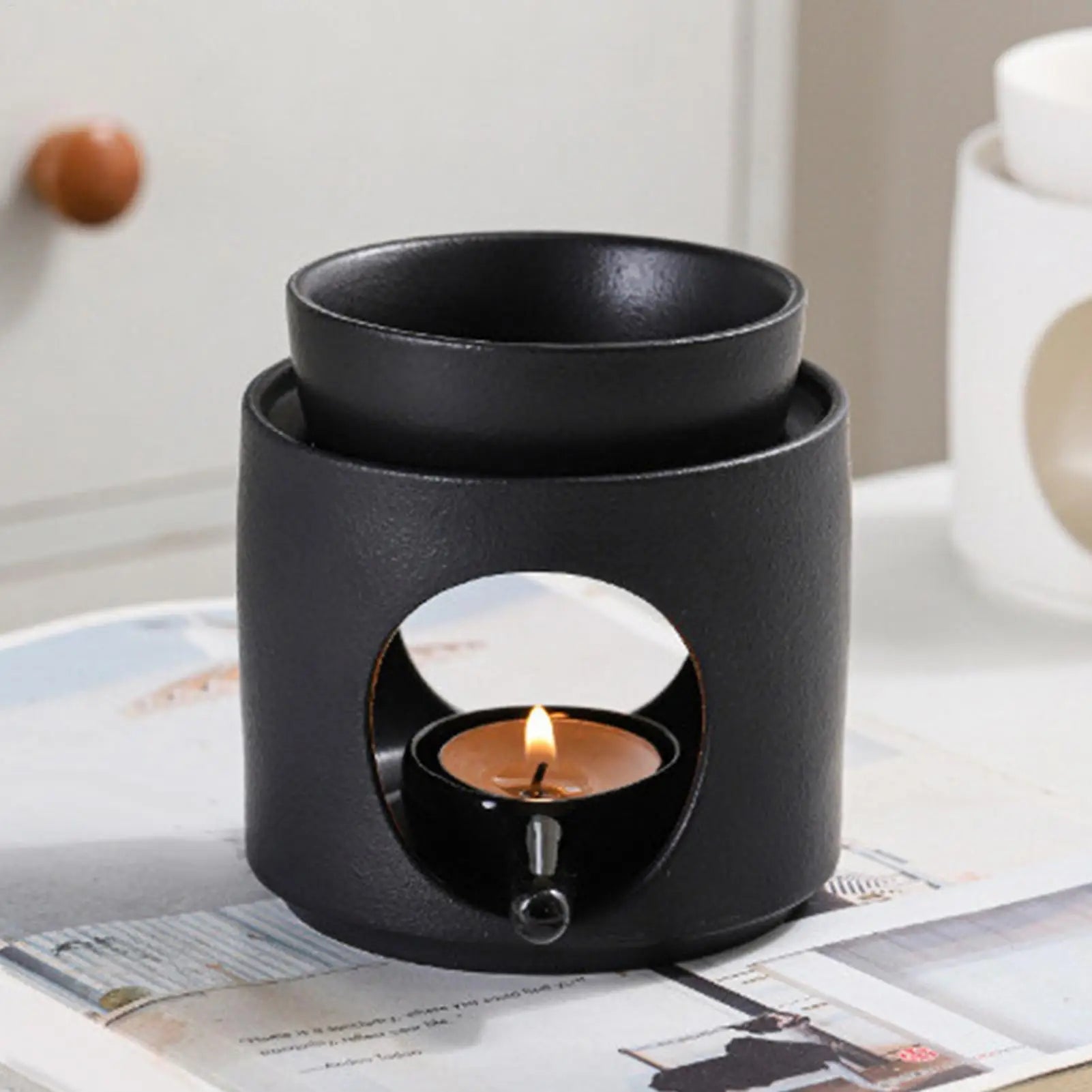 Ceramic Tealight Candle Holder & Oil Warmer Non Slip Home Aroma Table Decor