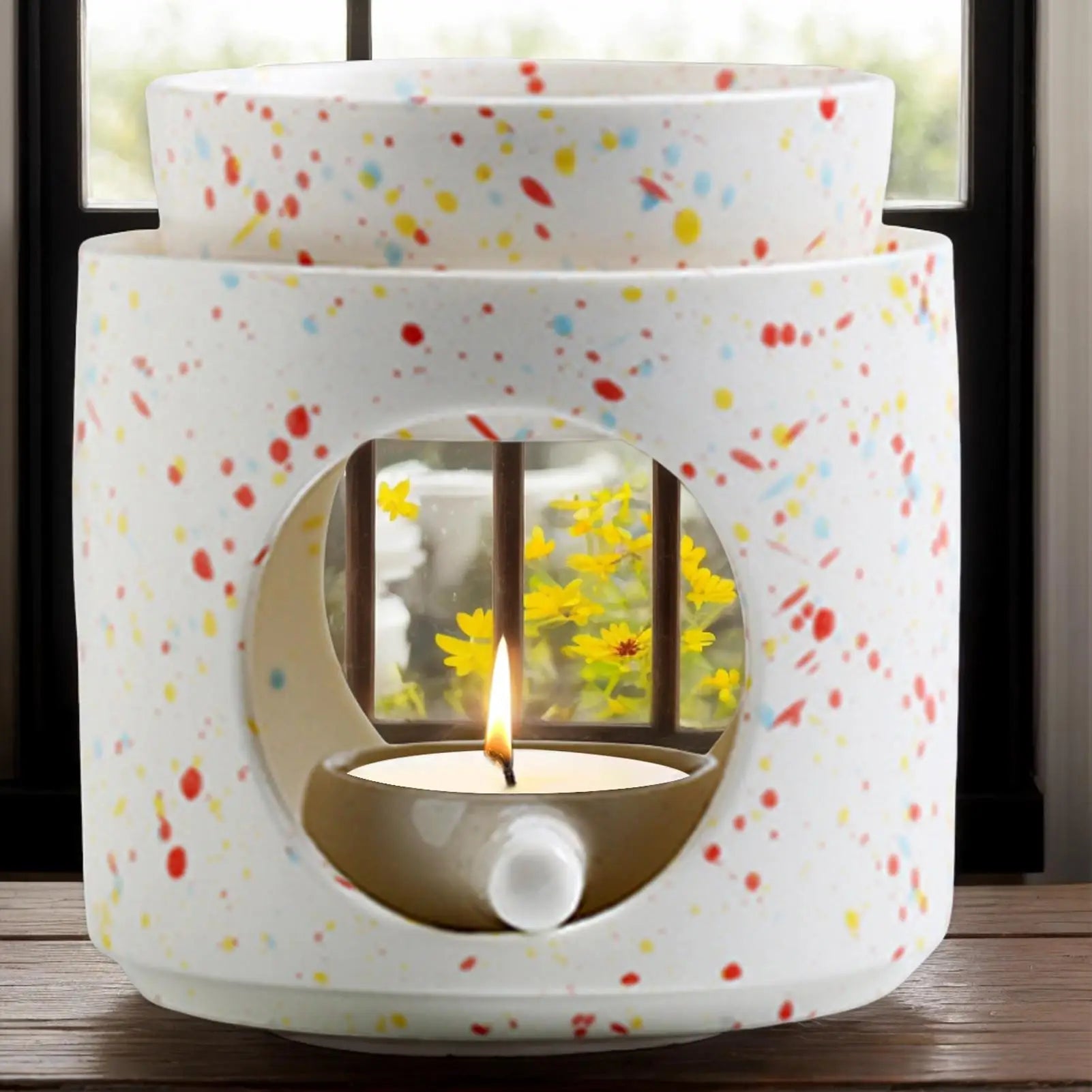 Ceramic Tealight Candle Holder & Oil Warmer Non Slip Home Aroma Table Decor