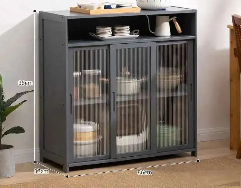Modern Minimalist Kitchen Cabinet for Home Dust-proof Two-way Sliding Door