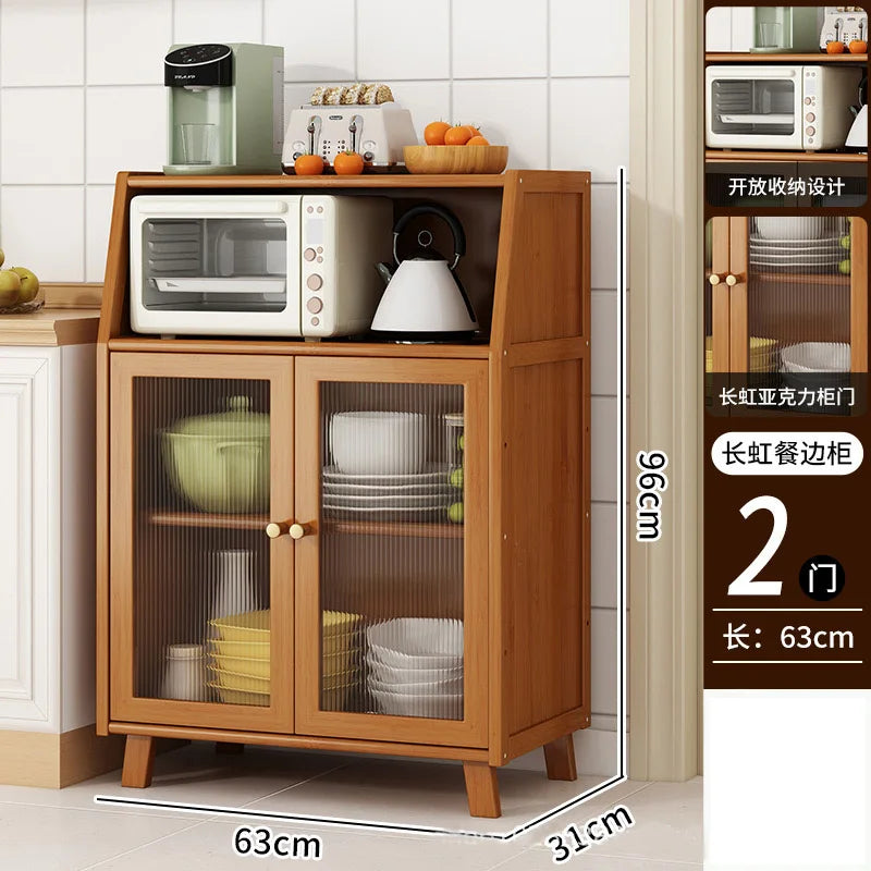 Bamboo solid wood kitchen cabinets furniture sideboard side table furniture