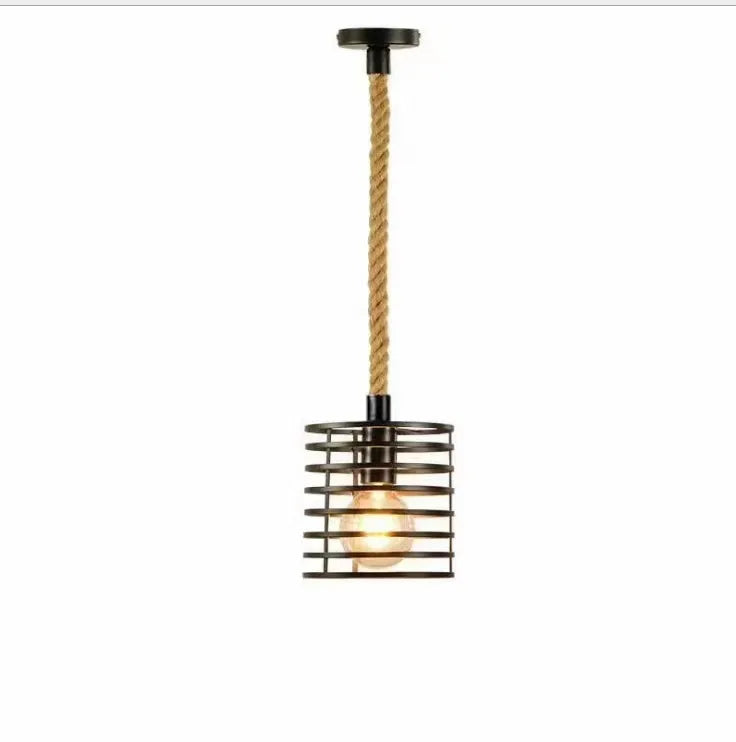 Vintage Pendant Light Hemp Rope Iron Art Industrial Style Originality Chandelier
