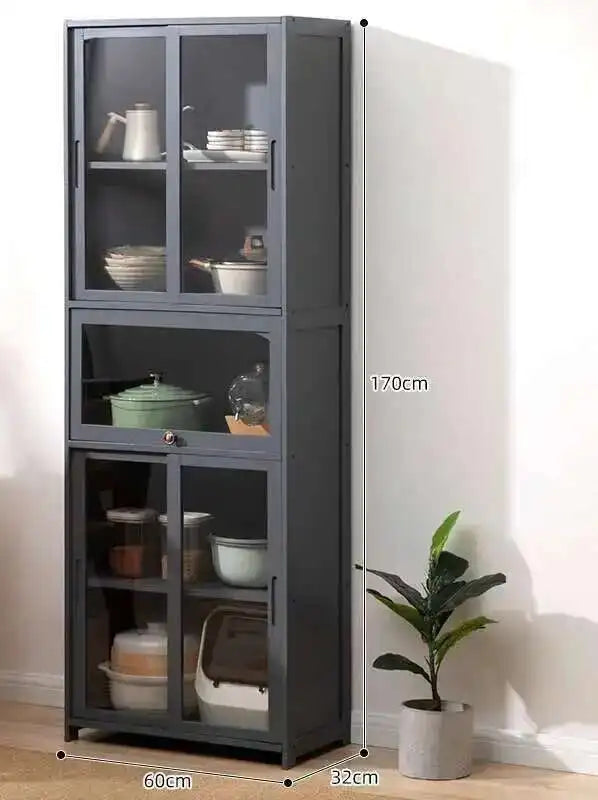 Modern Minimalist Kitchen Cabinet for Home Dust-proof Two-way Sliding Door
