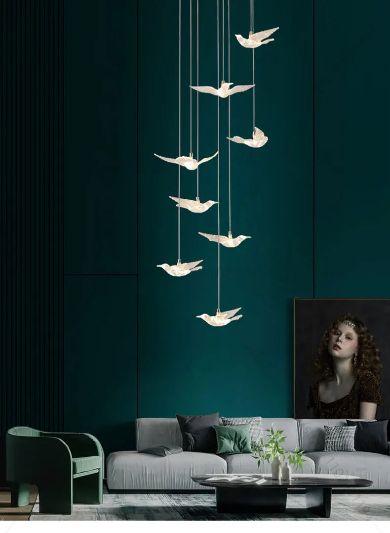 Led Bird Pendant Lamp Home Decoration Lighting Hanging Lamp Design Chandelier