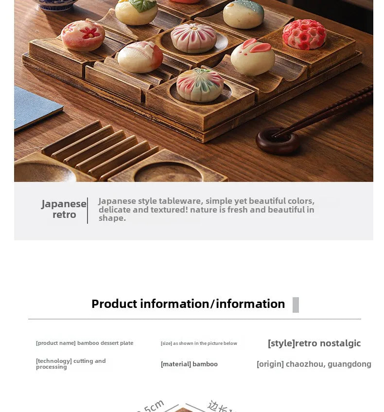 Wooden Snack Tray 9-Compartment Dessert Platter Specialty Plates Set