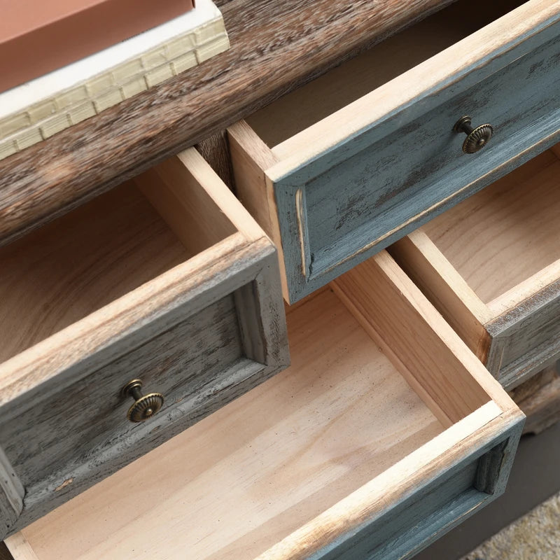 ‌Distressed Mediterranean Sideboard‌ Mortise-Tenon Solid Wood Storage