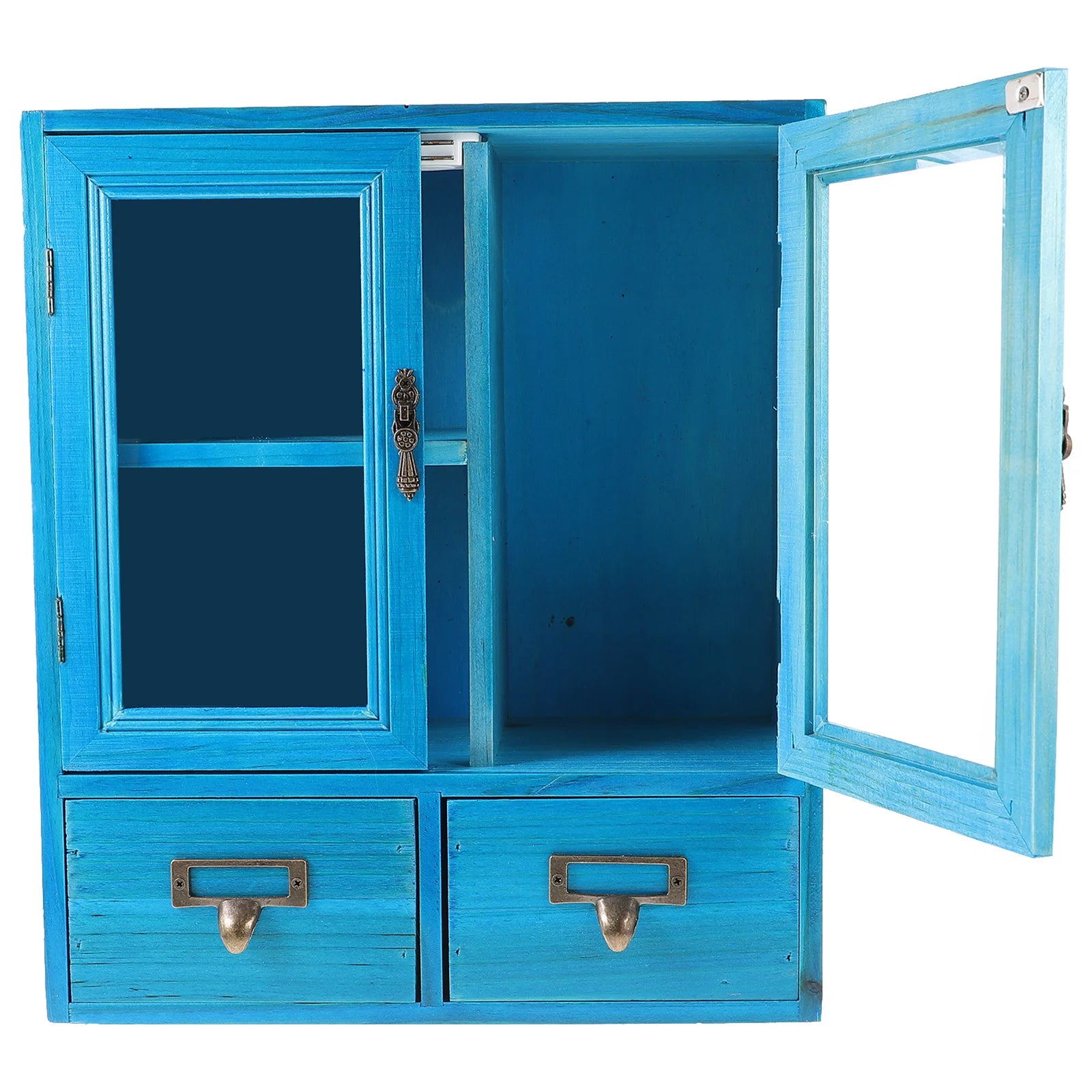 Wooden Wall Cabinet Vintage Double Door Storage Cabinet Sturdy Home Wall
