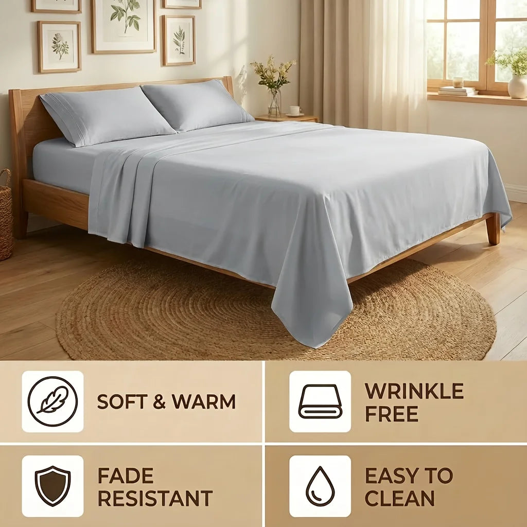 Bamboo Bed Sheet Set — 5 Sizes, 4 Colors