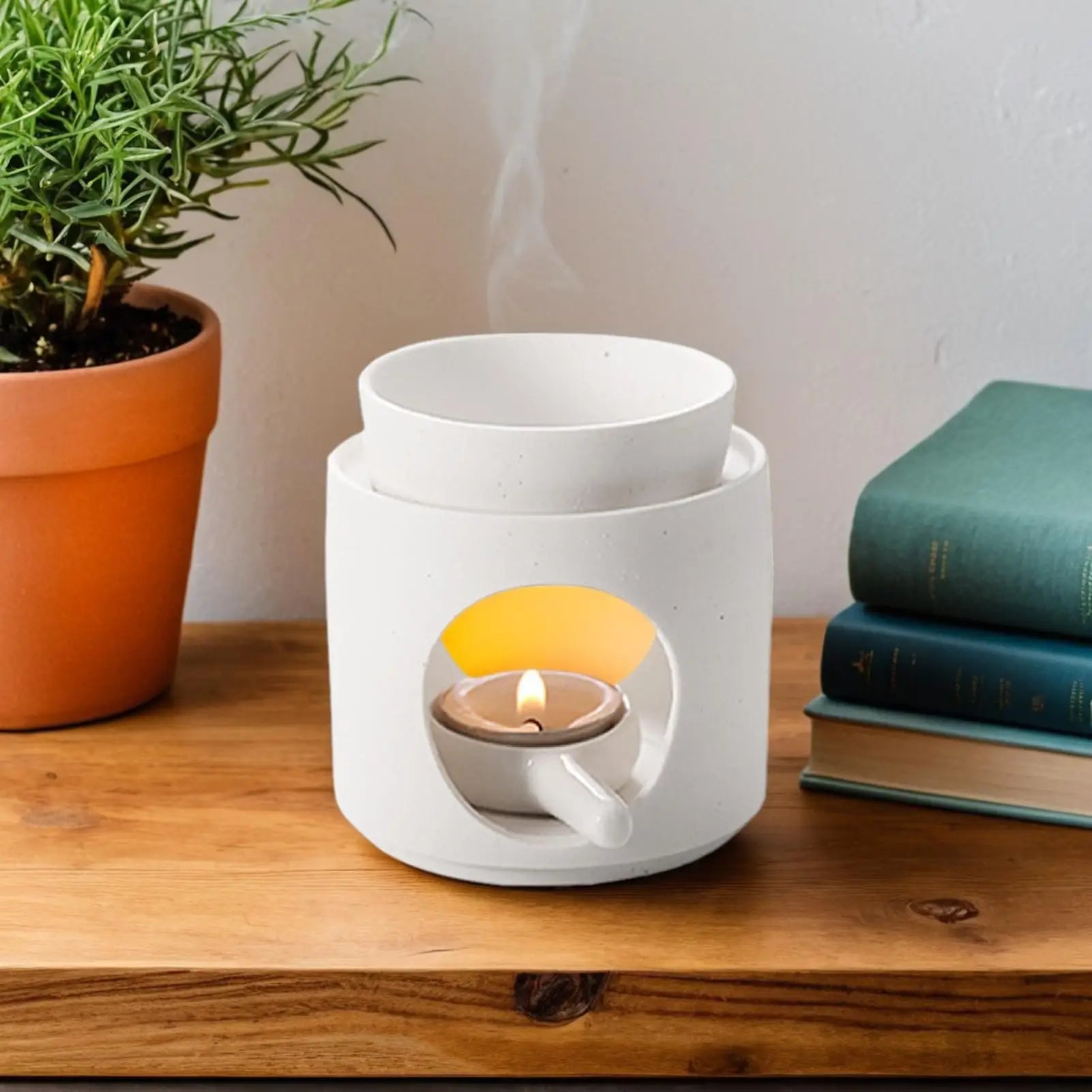 Ceramic Tealight Candle Holder & Oil Warmer Non Slip Home Aroma Table Decor