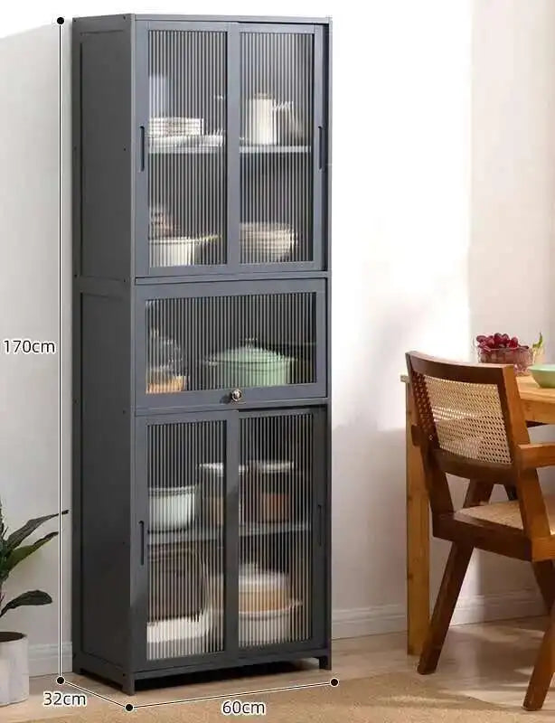 Modern Minimalist Kitchen Cabinet for Home Dust-proof Two-way Sliding Door