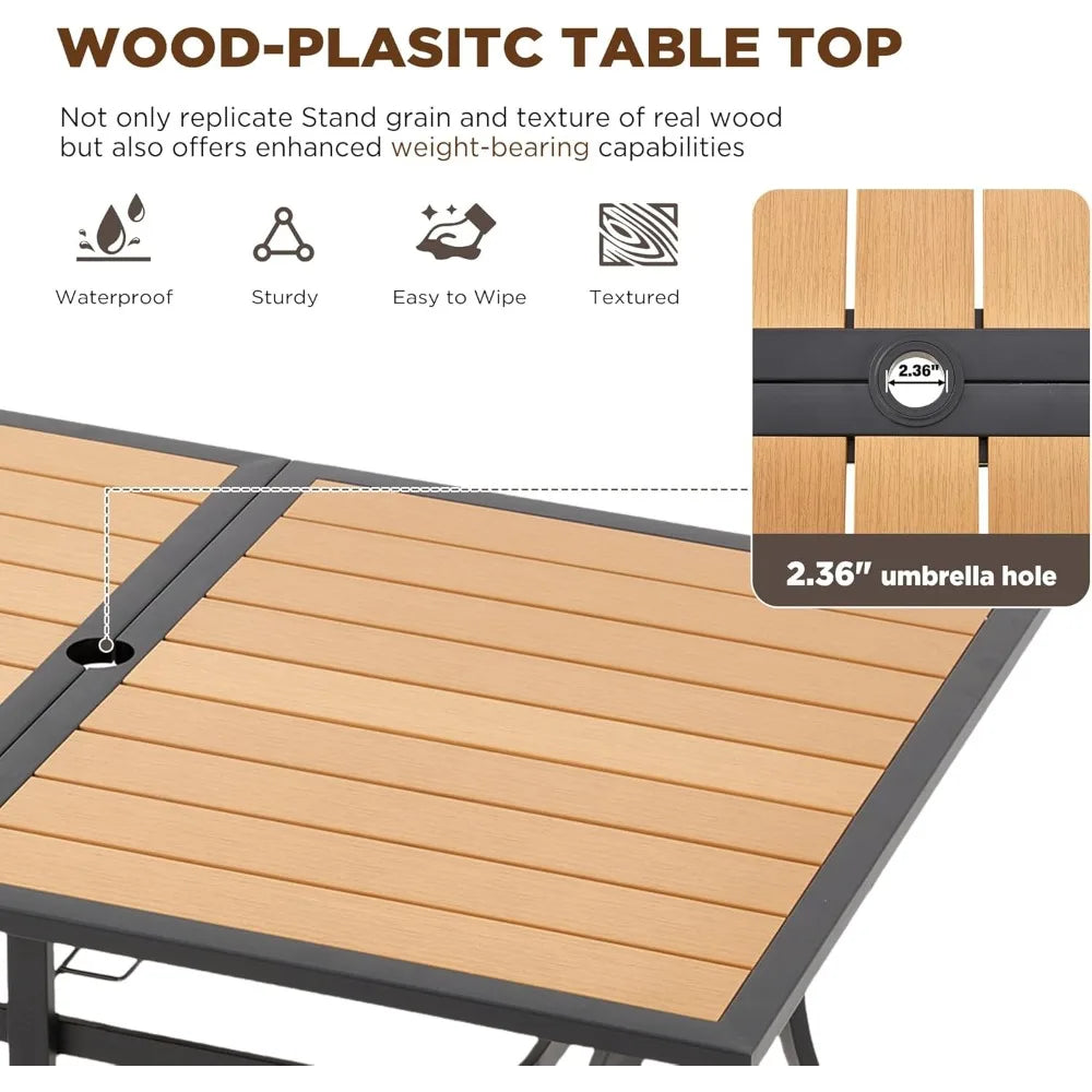 All-Weather Rattan Patio Dining Set with 60