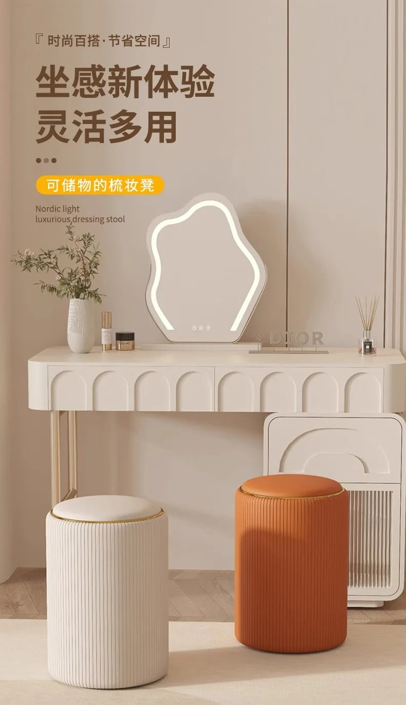 Bedroom Furniture Cream wind storage makeup stool vanity chair vanity stool