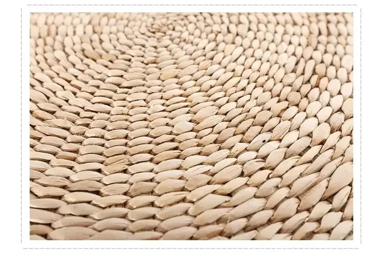 Handmade Woven Natural Straw Round Pouf Tatami Cushion Floor Cushion Home