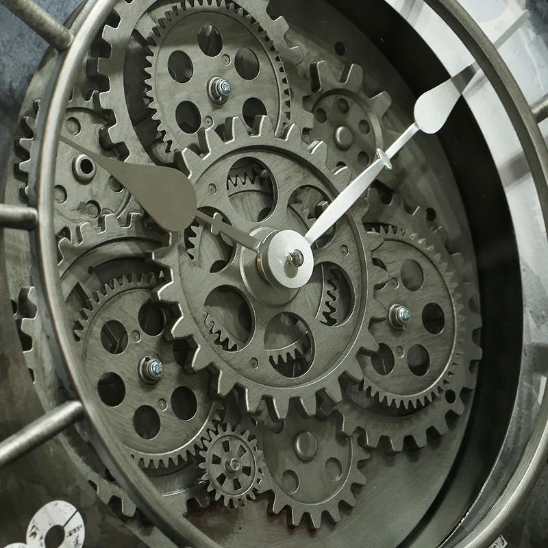 Retro Rotating Gear Wall Clock Home Decorative Wall Clock Stylish Silent