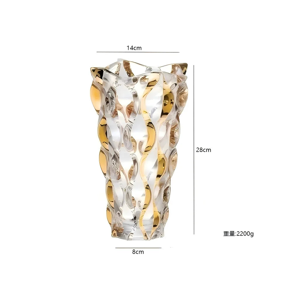 Bohemian Crystal Glass Vase Transparent Luxury Home Decor for Living Room