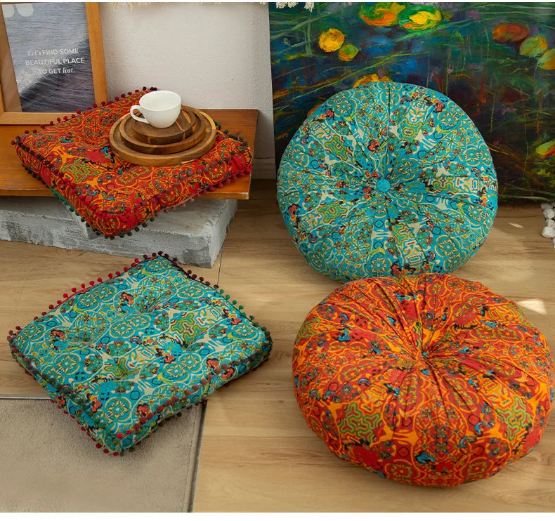 Bohemian Style Thickened Cotton Linen Cushion for Ground Lazy People Pillow