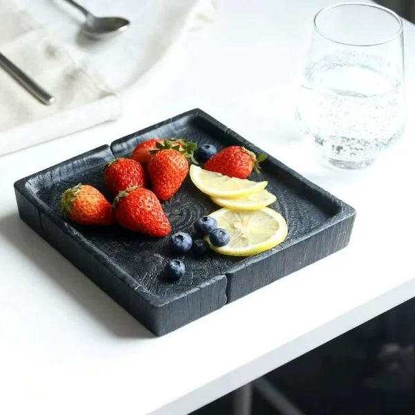Solid wood tea tray, carbonized camphor wood dry brewing table, handmade