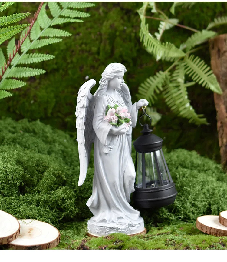 Angel Lantern Garden Statue Angel Girl Outdoor Solar Ornament Night Light