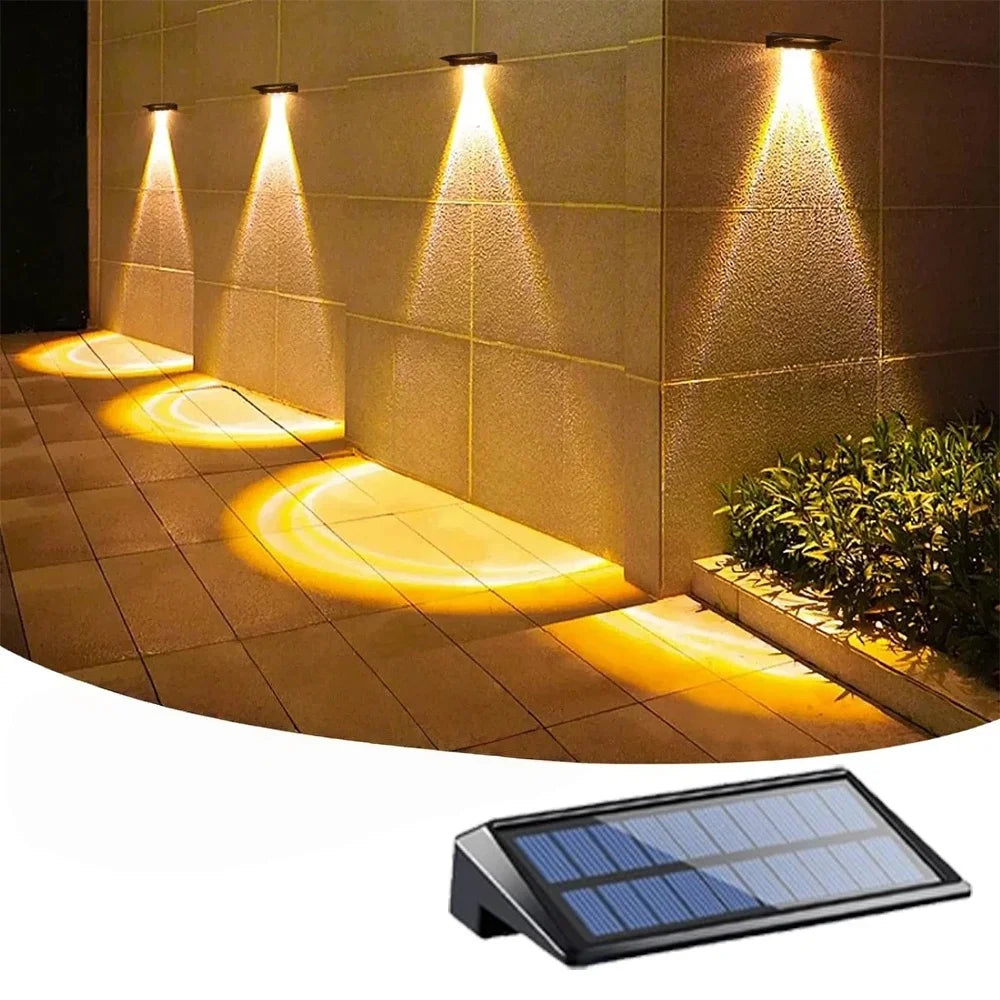 Solar Wall Lights 4 LED Solar Fence Lights Outdoor Waterproof Solar Deck Lights Wall