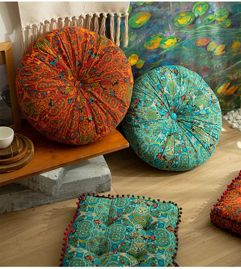 Bohemian Style Thickened Cotton Linen Cushion for Ground Lazy People Pillow
