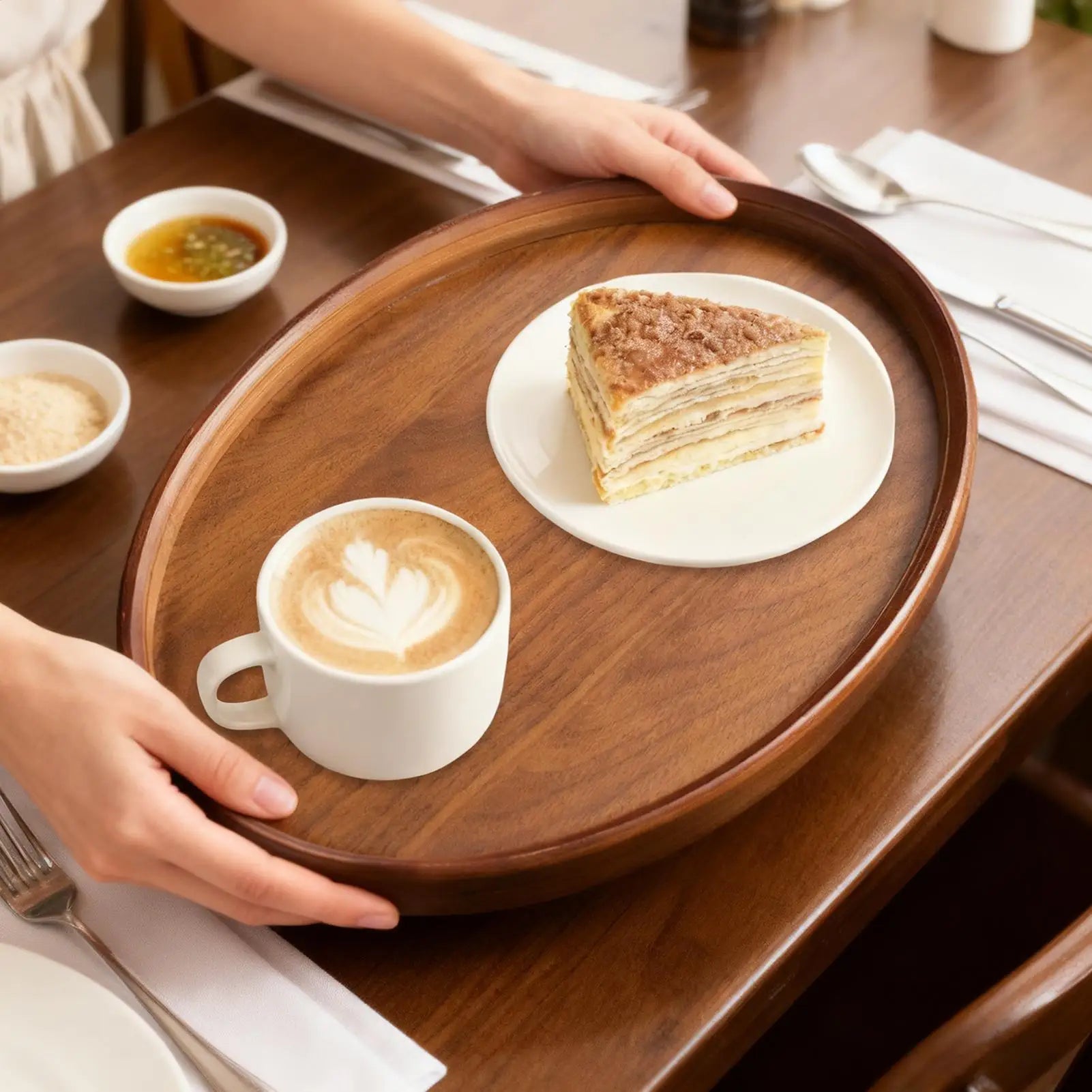 Wooden Serving Trays Oval Display Retro Home Decor Decorative Wooden Trays