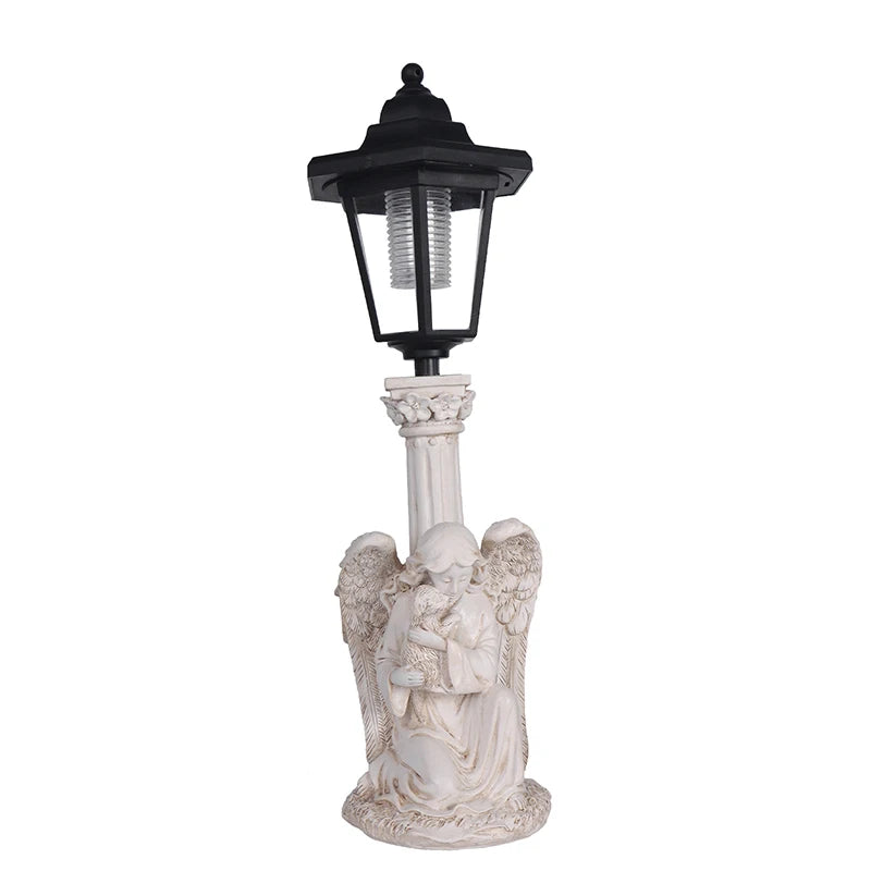 Solar Angel Sculpture Yard Light Resin Hexagonal Lamp Decorative Ornament