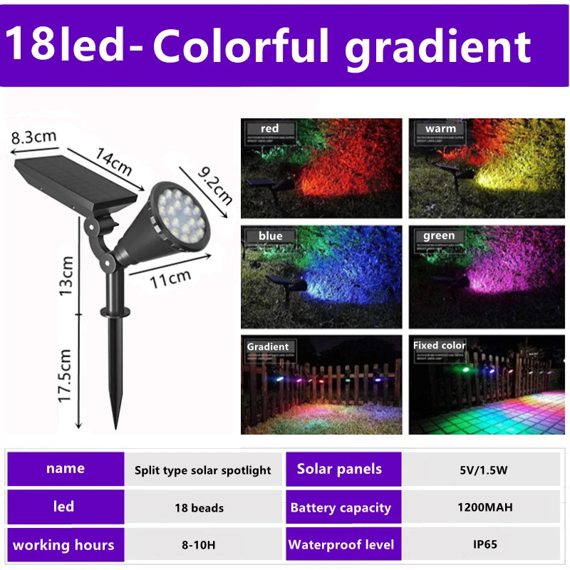 Unique Design 18 Led Rgb Spot Light Waterproof Garden Led Solar Stake