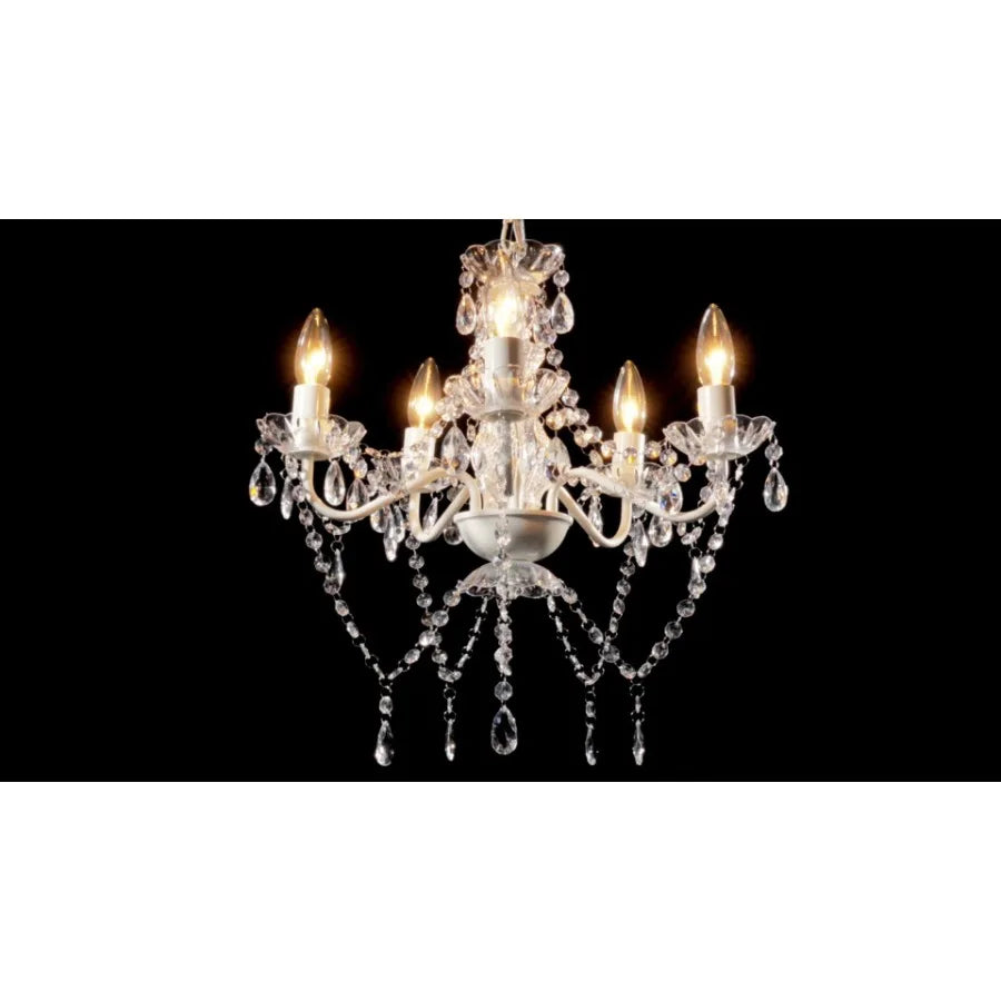 Colorful Small Crystal Chandelier for Girls Bedroom 5-Light Acrylic Chandelier