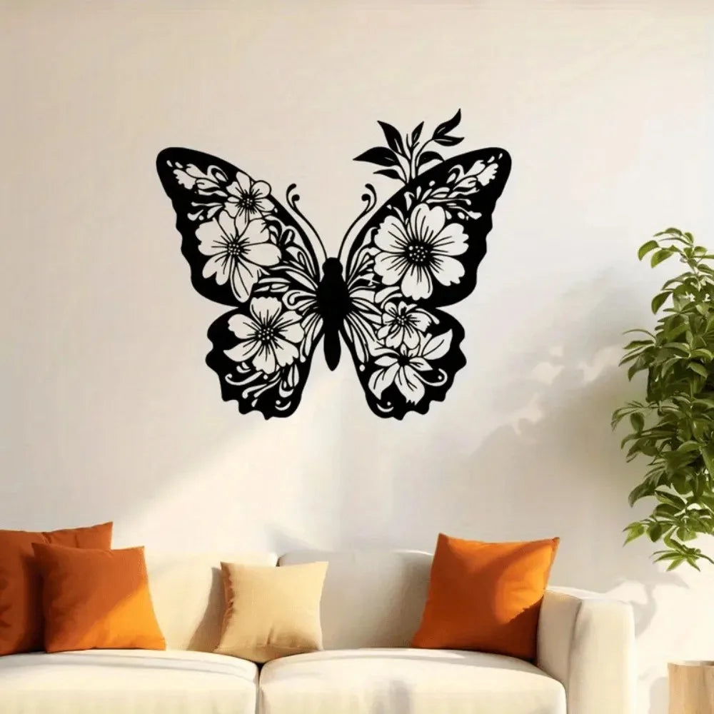 Elegant Black Acrylic Butterfly Wall Sculpture Floral Patterns Modern Home