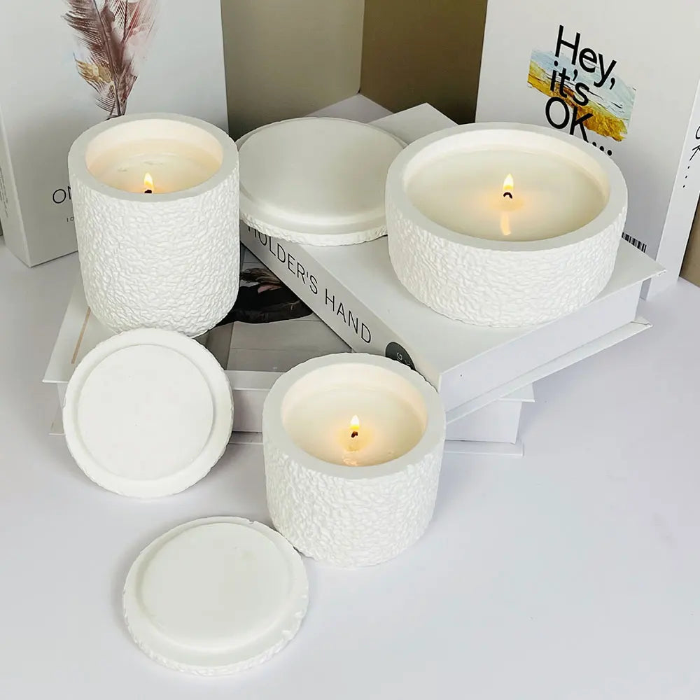 Concrete Lava Jar Candle Cup Mold DIY Round Plaster Storage Box Cement Plant