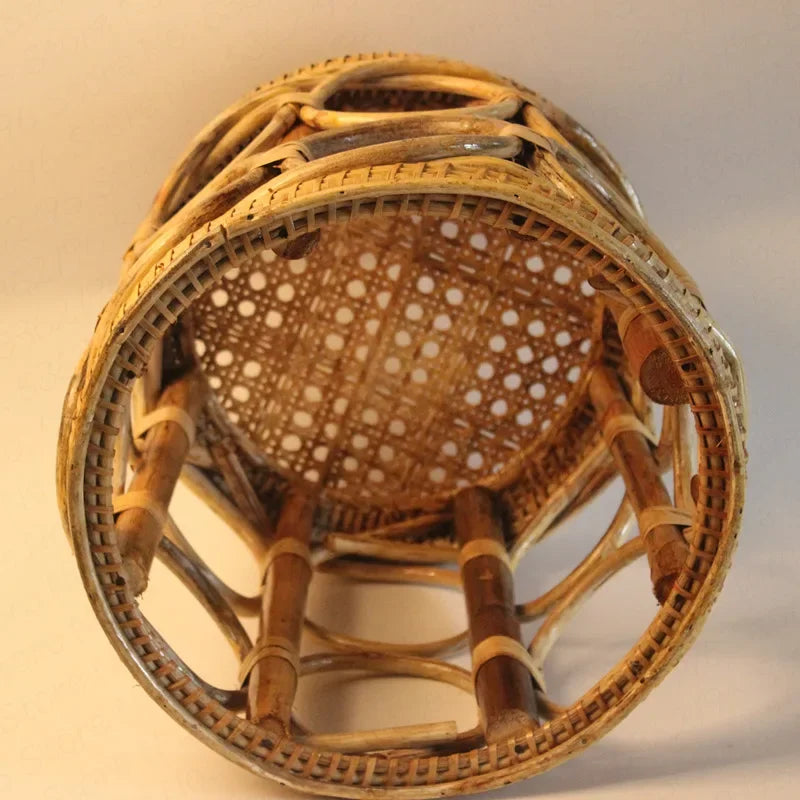 Rattan Low Stool Living Room Small Apartment Round chair Ottomans