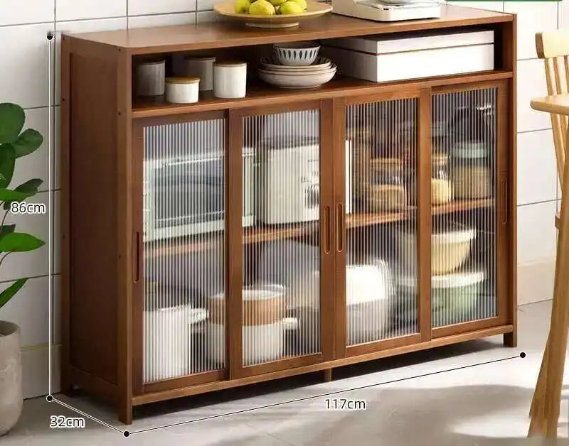 Modern Minimalist Kitchen Cabinet for Home Dust-proof Two-way Sliding Door