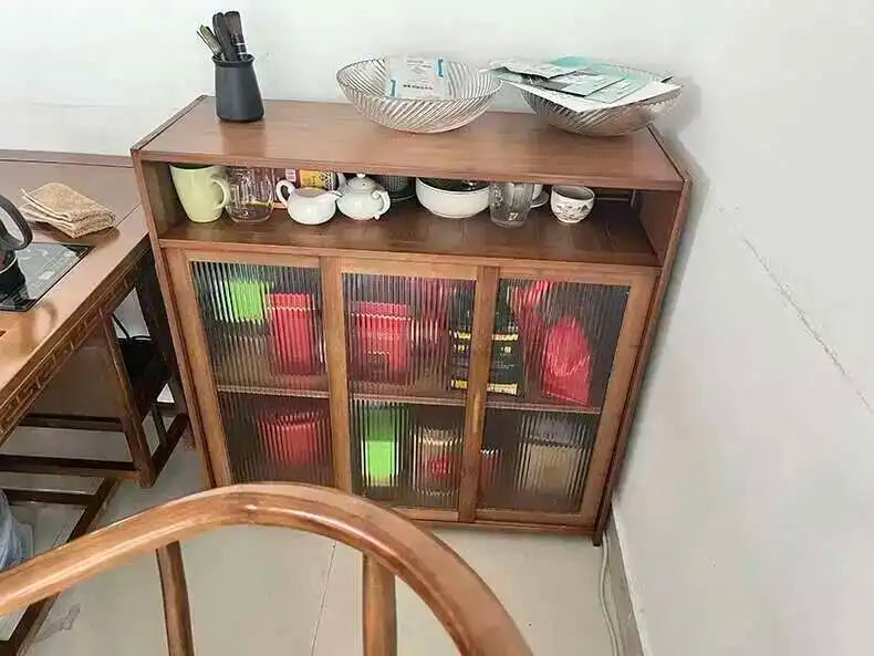 Modern Minimalist Kitchen Cabinet for Home Dust-proof Two-way Sliding Door