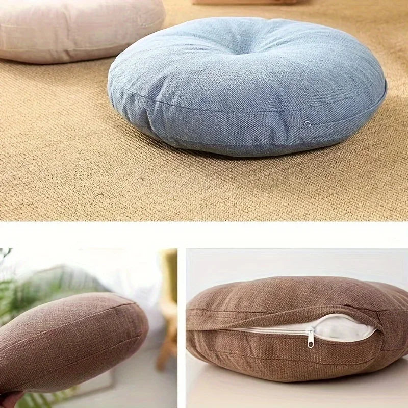 Thick Round Cushion, Soft & Comfortable Full-Filled Meditation Yoga Pillow Orange