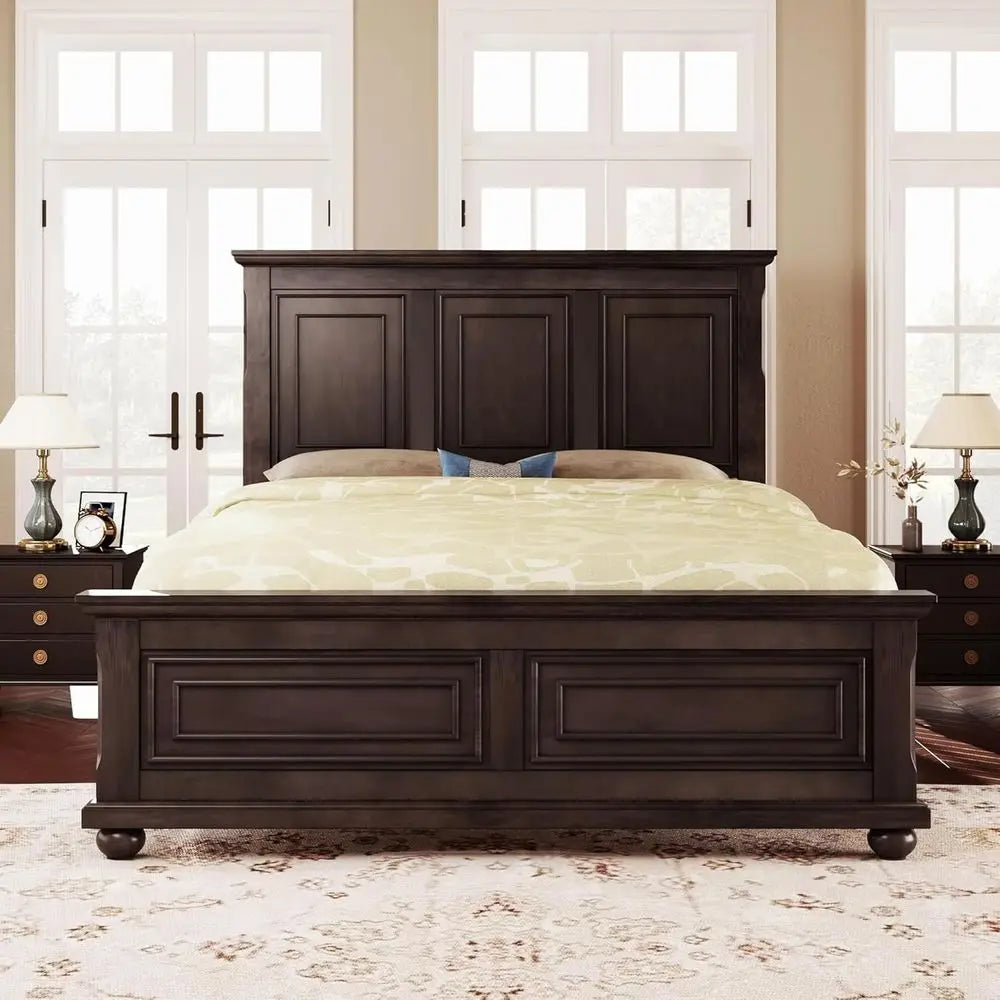 Solid Wood Queen Platform Bed with Wooden Slats, No Box Spring Needed