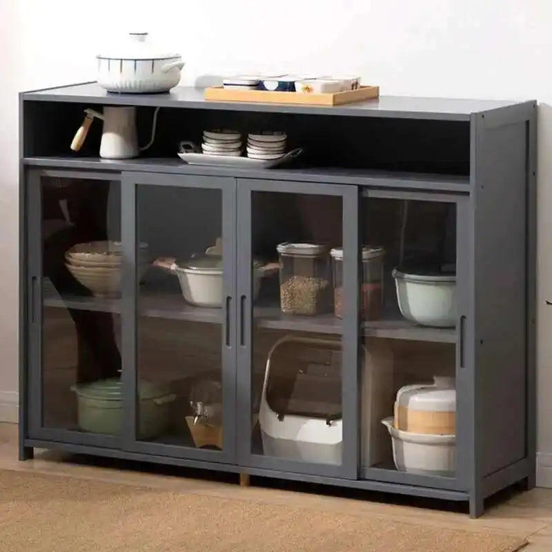 Modern Minimalist Kitchen Cabinet for Home Dust-proof Two-way Sliding Door
