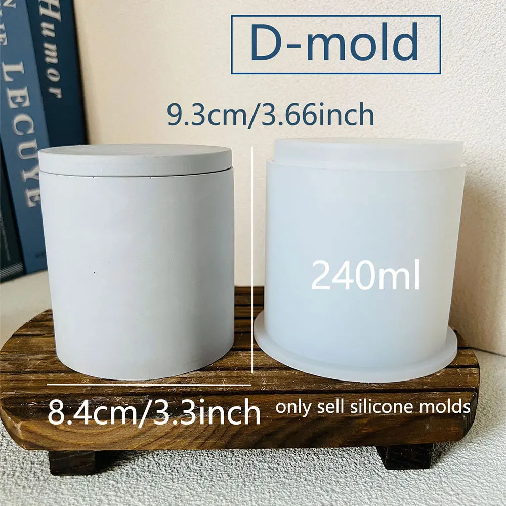 Concrete Lava Jar Candle Cup Mold DIY Round Plaster Storage Box Cement Plant