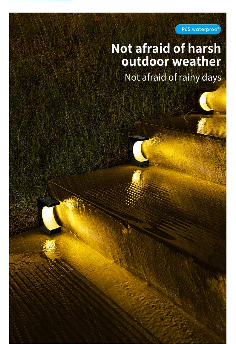 8/12Pcs Solar Step Lights Pathway Stair Outdoor Garden Lights Waterproof Lights