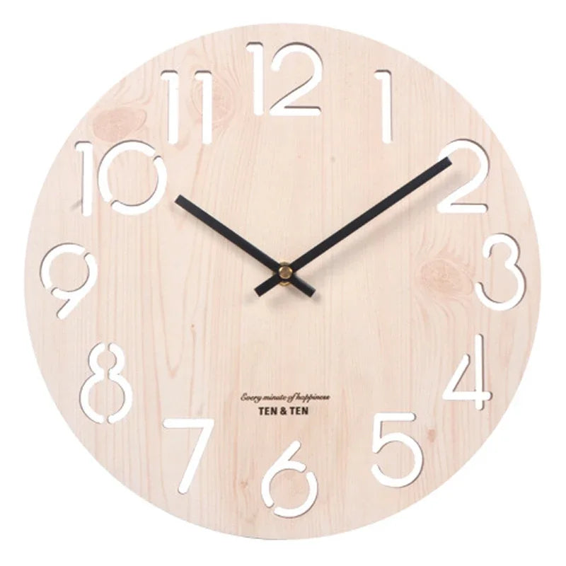 Wooden 3D Wall Clock Modern Design Nordic Brief Living Room Decoration